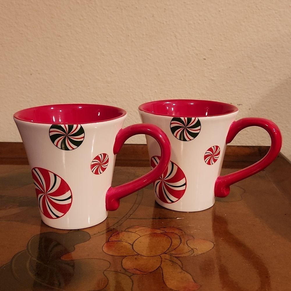 Pier 1 Imports Candy Cane Cup Mug 10oz. Set of 2